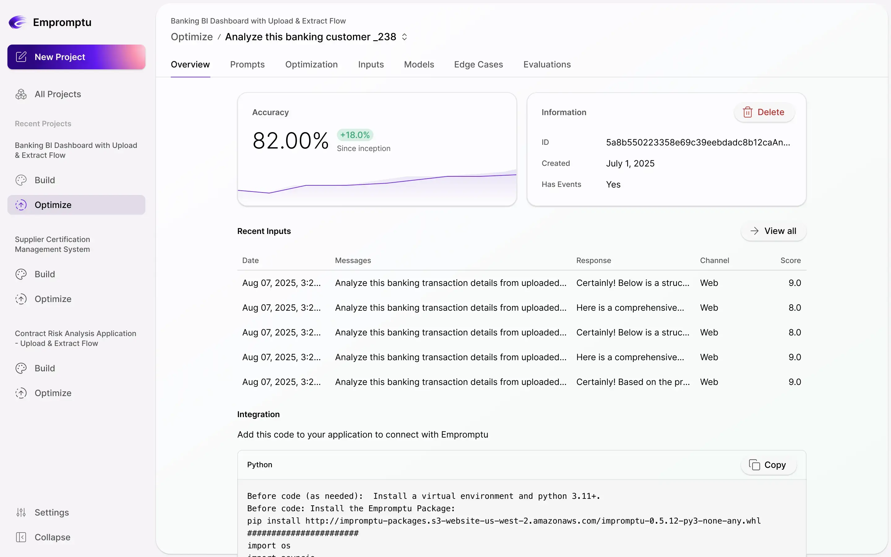 Optimization interface showing evaluation criteria and systematic testing